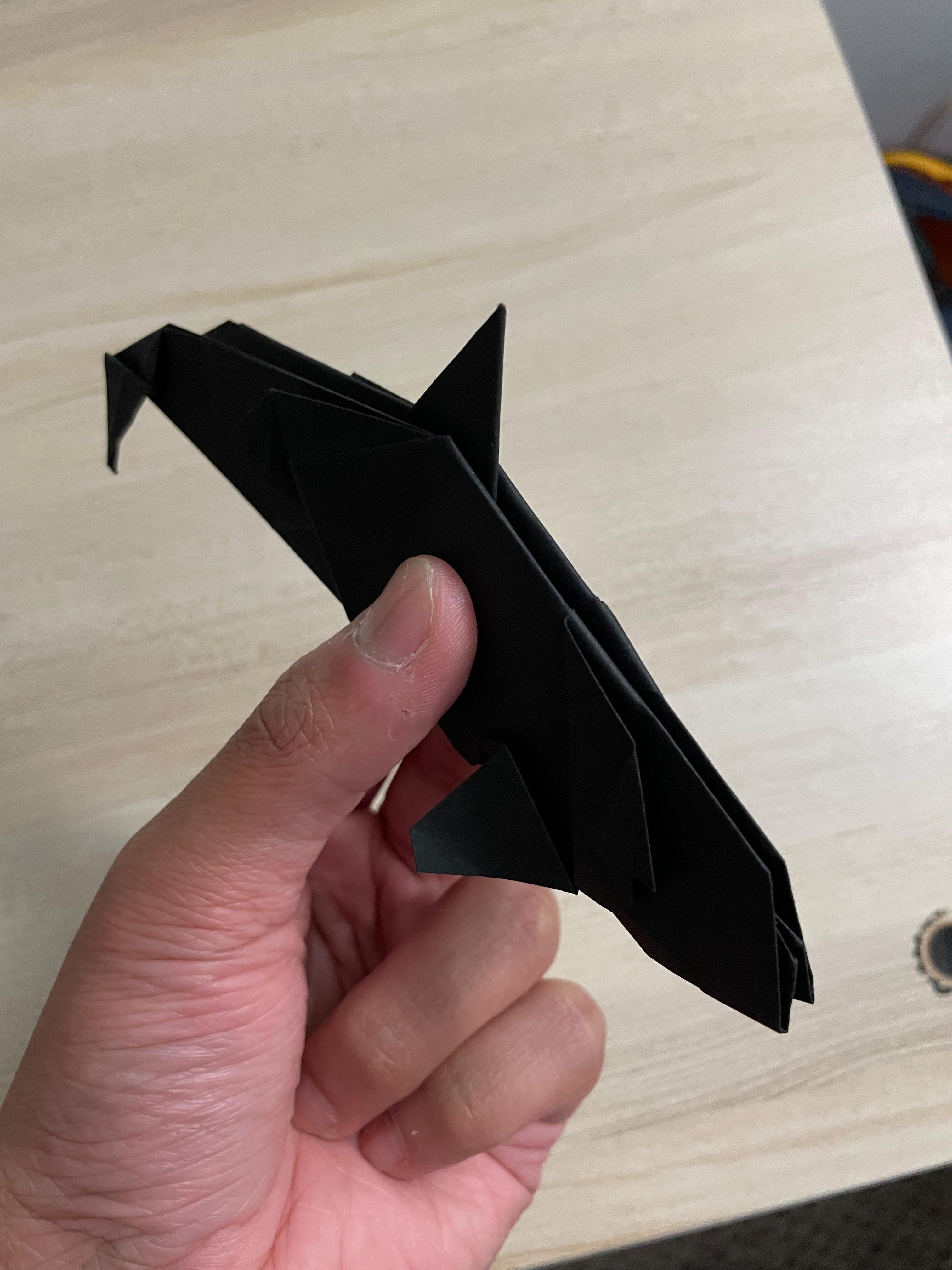 Orca origami model, detail view